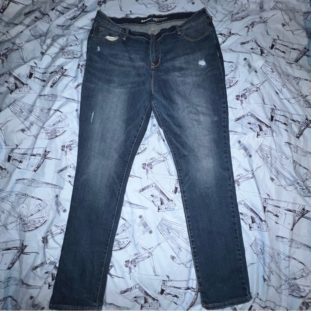Old Navy Women's Curvy Mid-Rise Dark Blue Skinny Jeans
